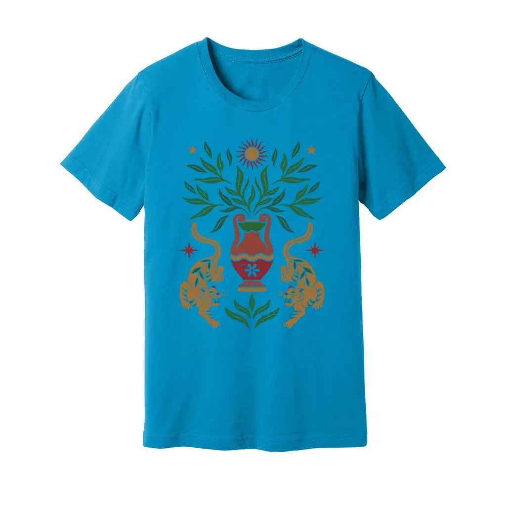 Boho Floral Tiger Sun T-Shirt