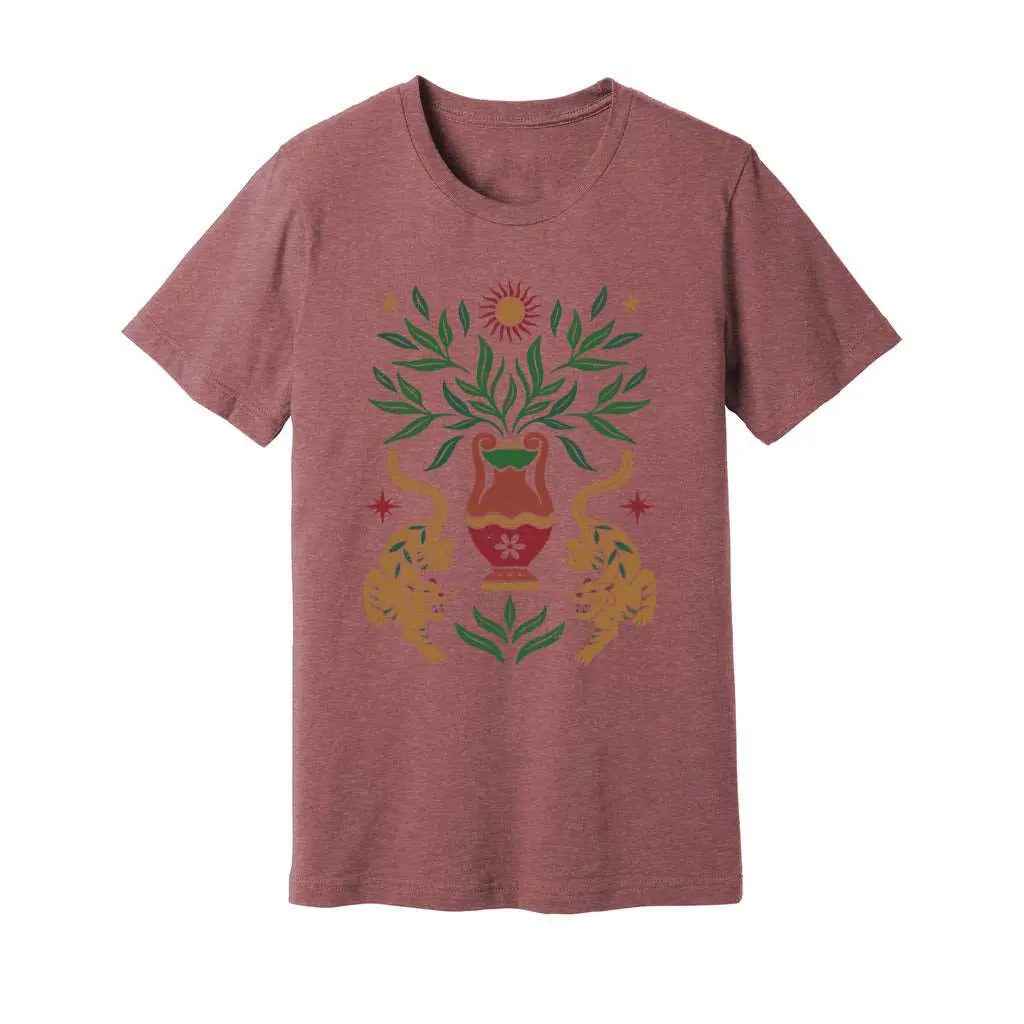 Boho Floral Tiger Sun T-Shirt