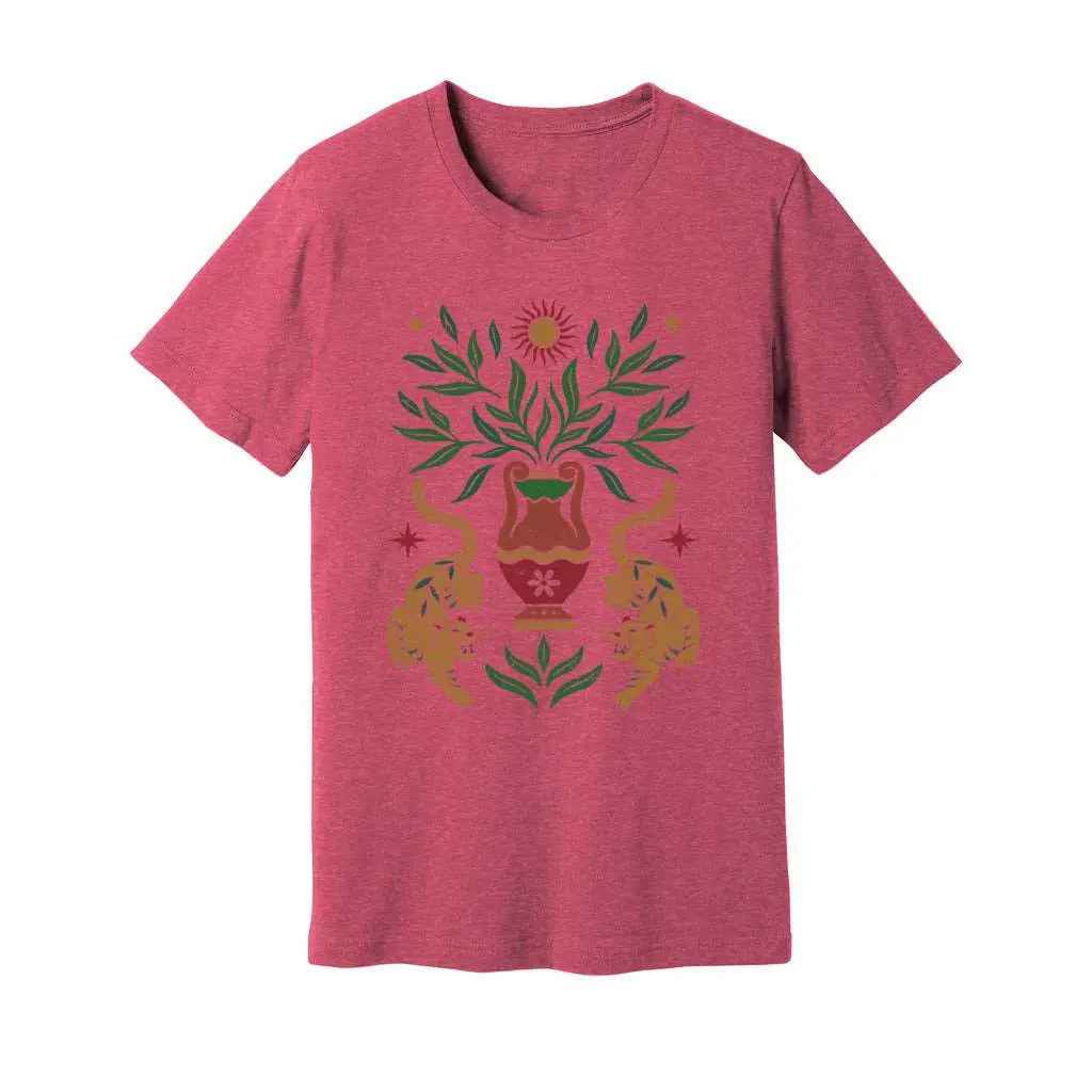 Boho Floral Tiger Sun T-Shirt