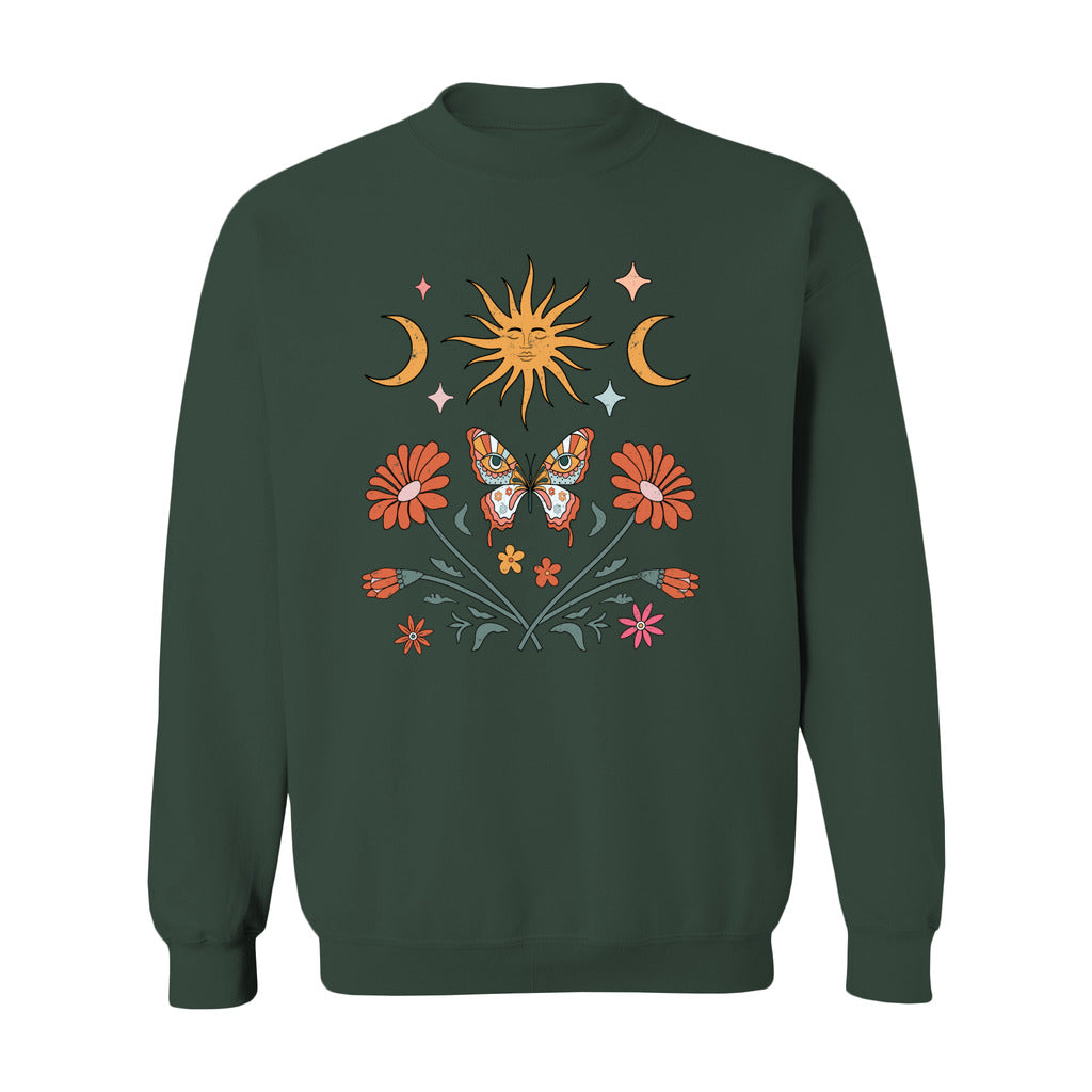 Floral Sun & Moon Butterfly Sweatshirt - Rue Mentana