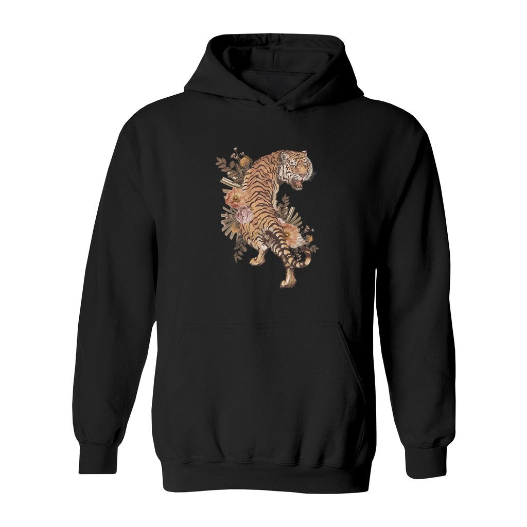 Tiger With Flowers Hoodie - Rue Mentana