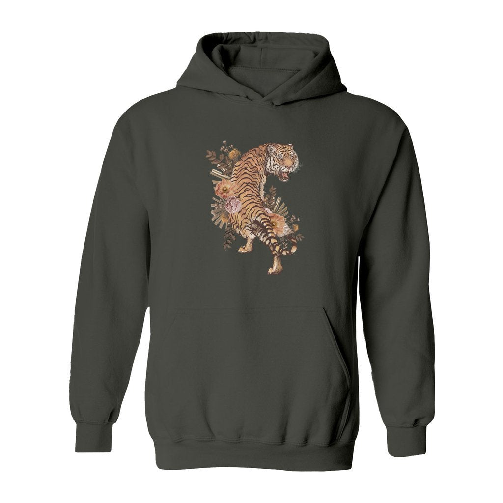 Tiger With Flowers Hoodie - Rue Mentana
