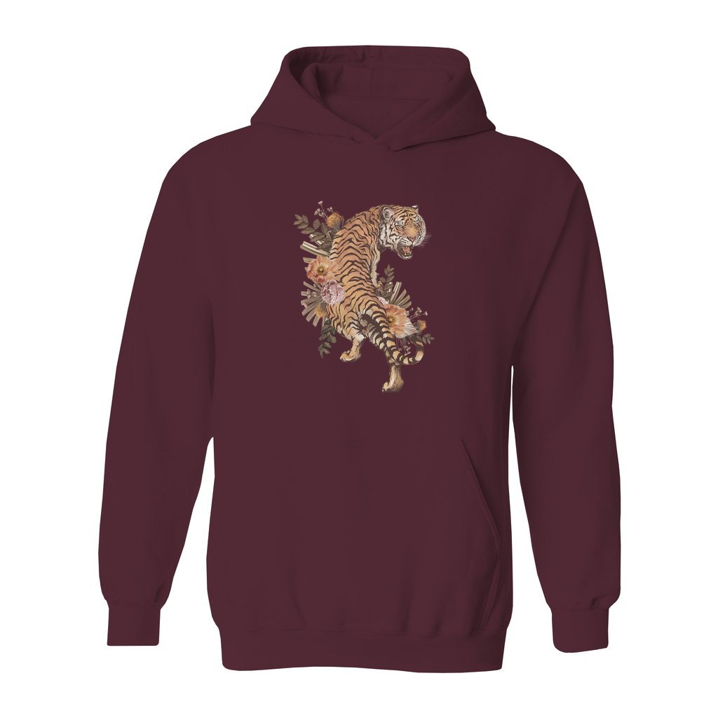Tiger With Flowers Hoodie - Rue Mentana