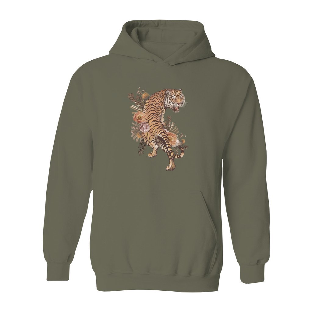 Tiger With Flowers Hoodie - Rue Mentana