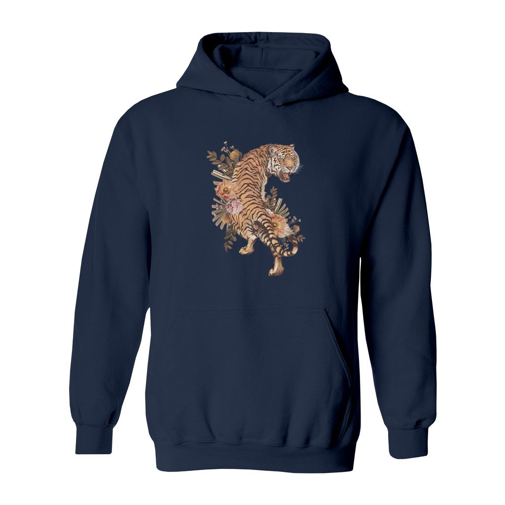 Tiger With Flowers Hoodie - Rue Mentana