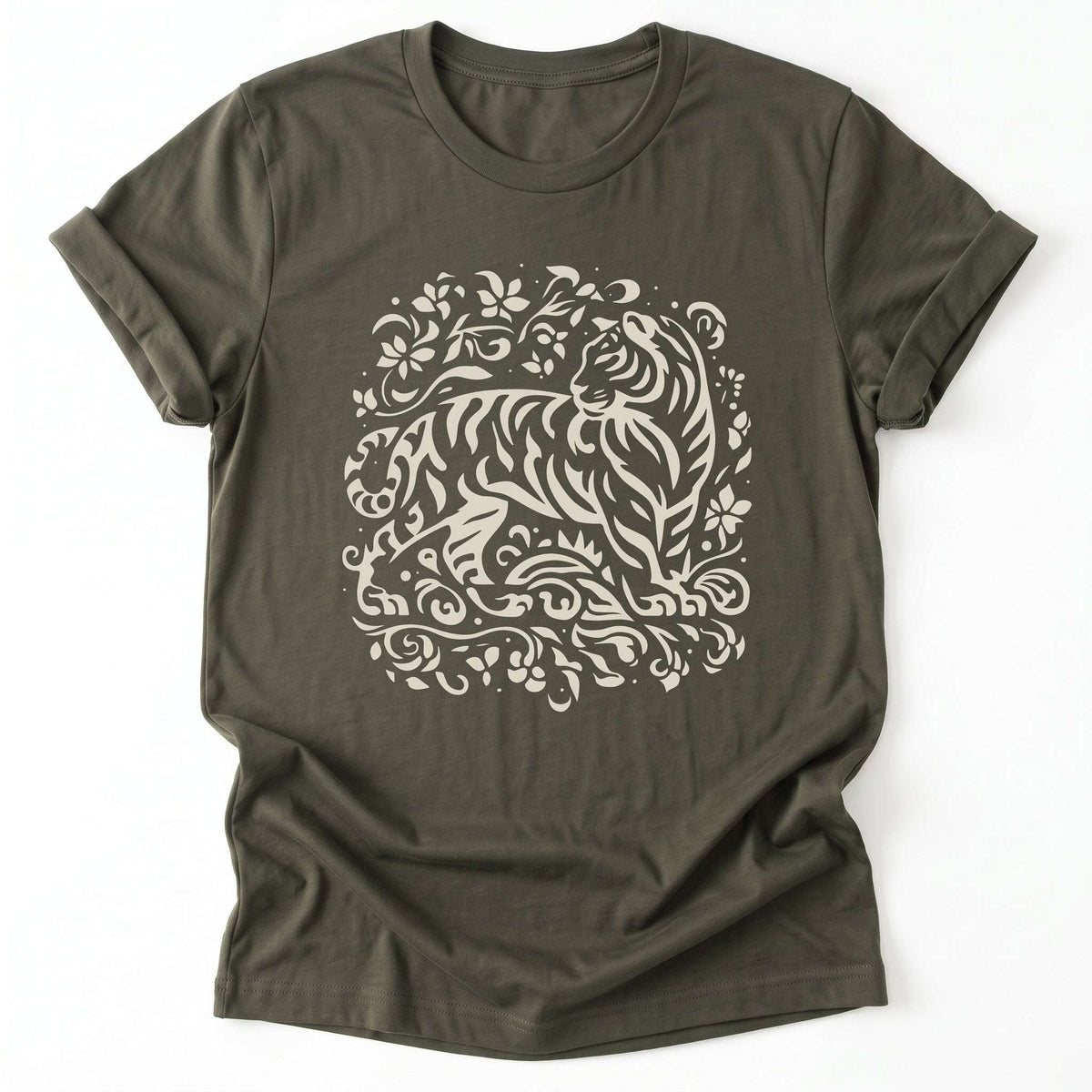 Floral Tiger Classic T-Shirt - Army