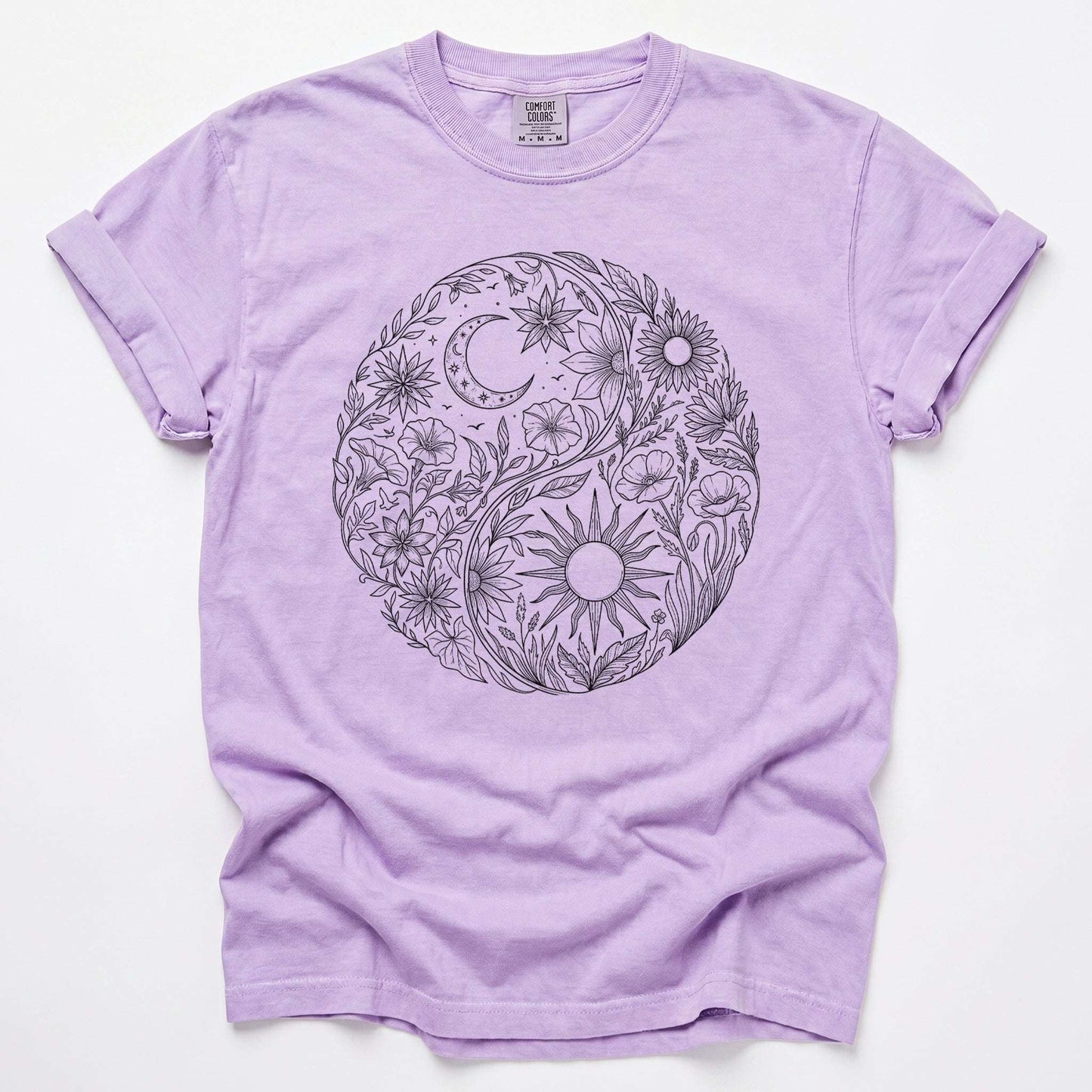 Celestial Botanical Yin Yang Vintage Washed T-Shirt