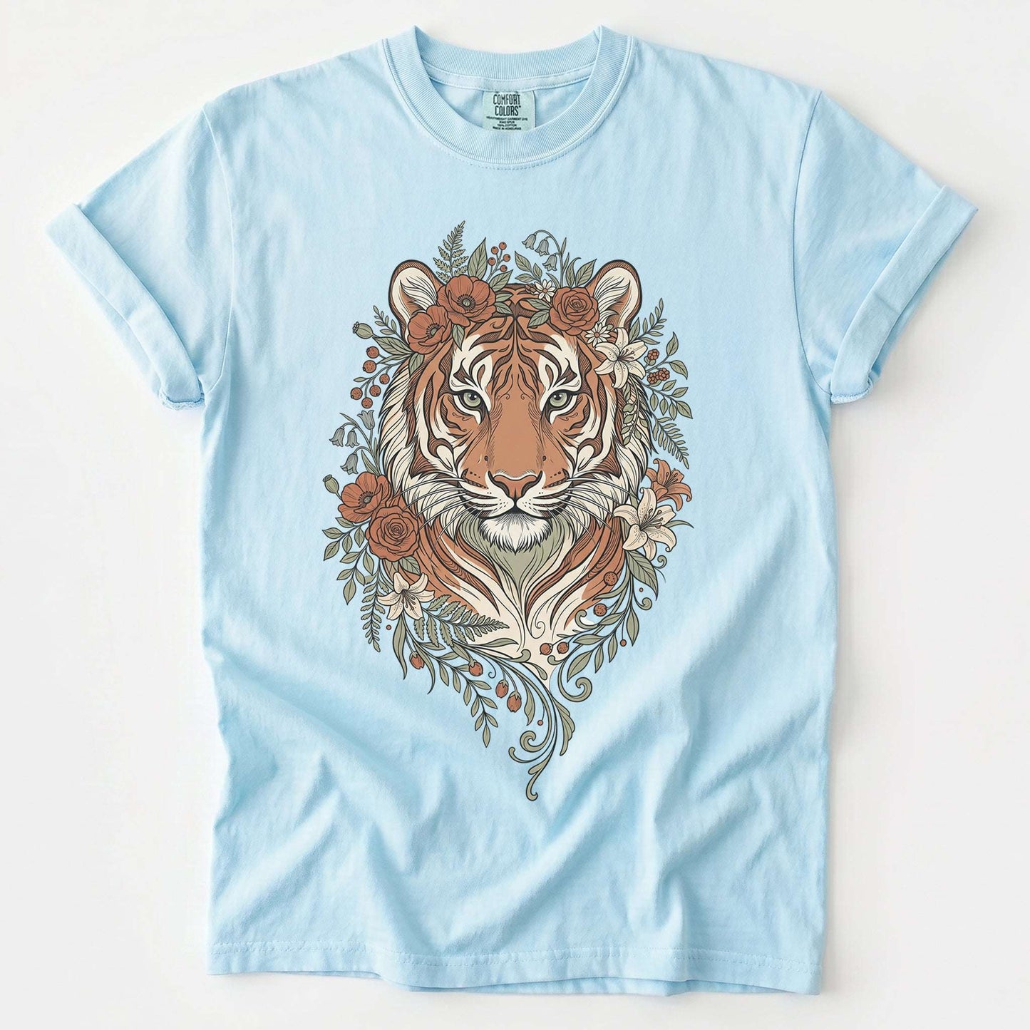 Majestic Floral Tiger Vintage Washed T-Shirt