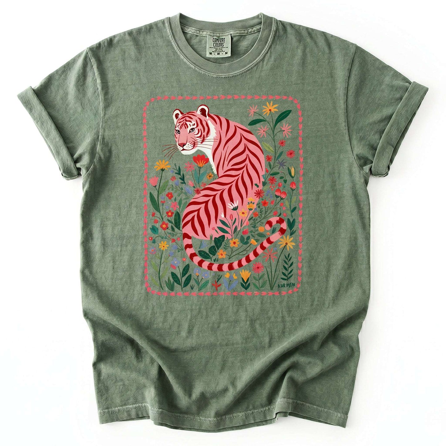 Botanical Pink Tiger Vintage Washed T-Shirt