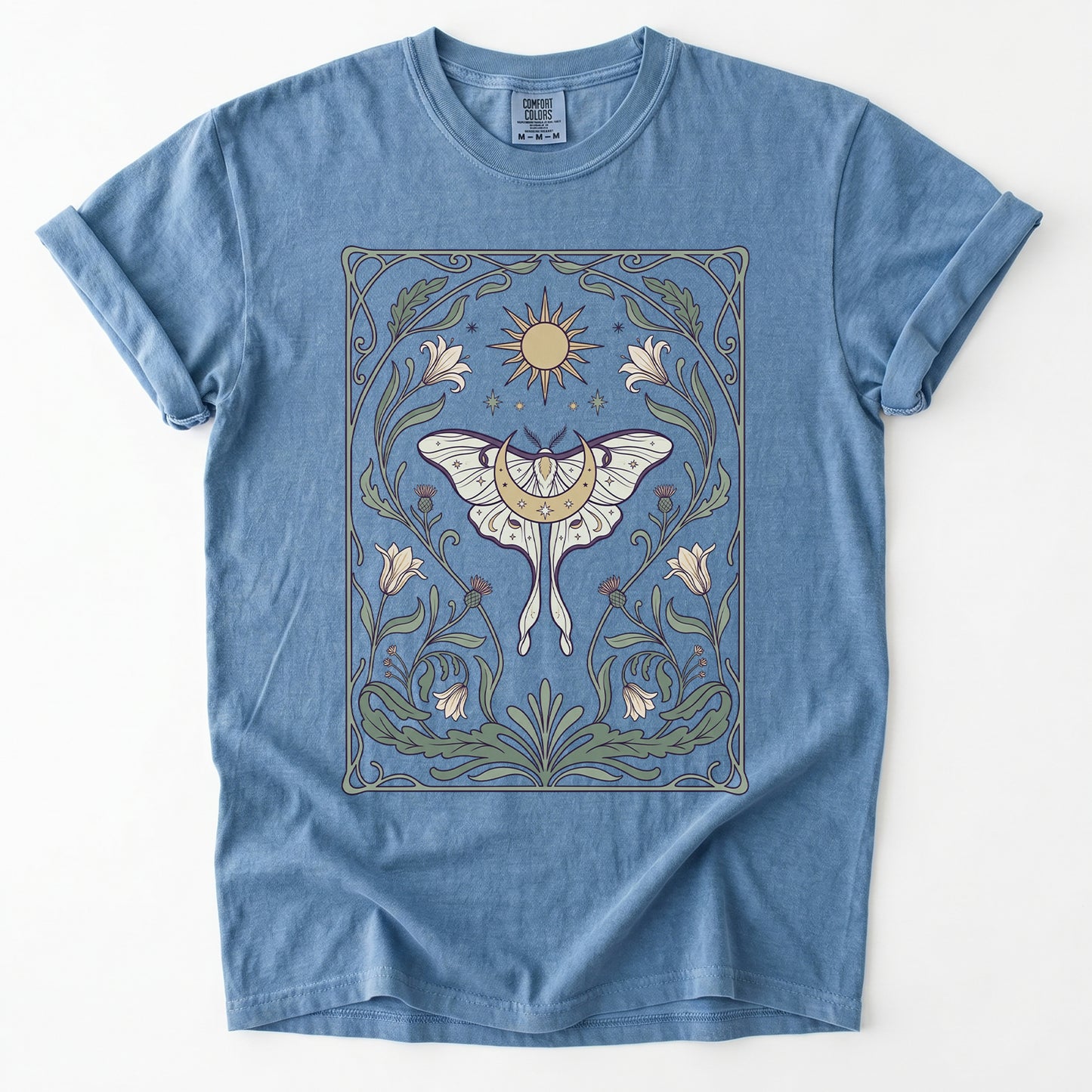 Art Nouveau Moth Vintage Washed T-Shirt