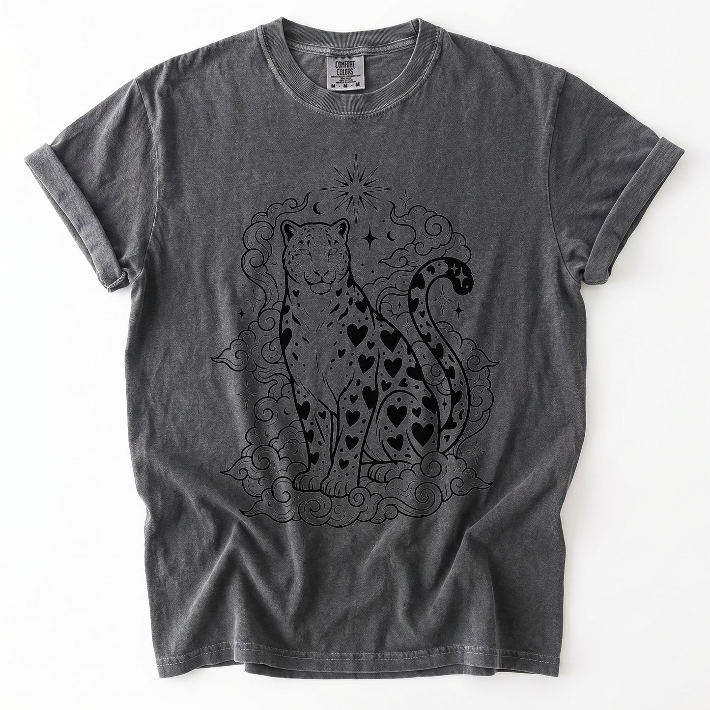 Celestial Heart Leopard Vintage Washed T-Shirt