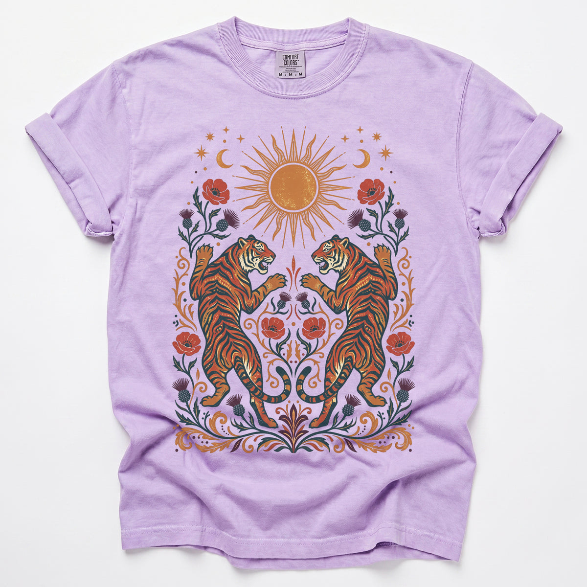 Celestial Sun & Poppy Tigers Vintage Washed T-Shirt