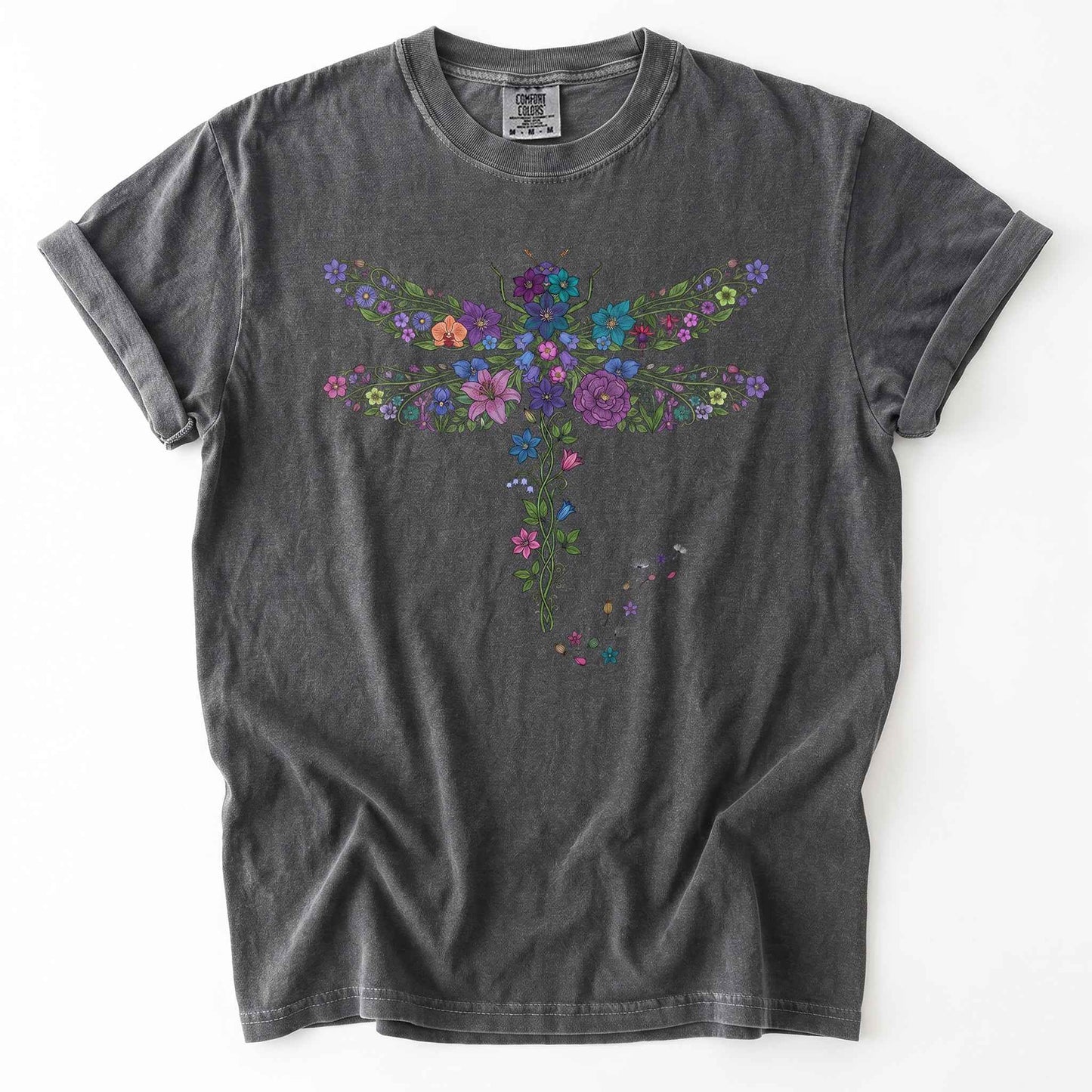 Botanical Floral Dragonfly Heavyweight T-Shirt