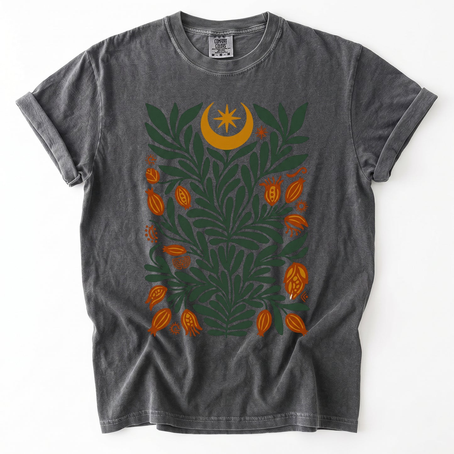 Folk Art Celestial Botanical Vintage Washed T-Shirt