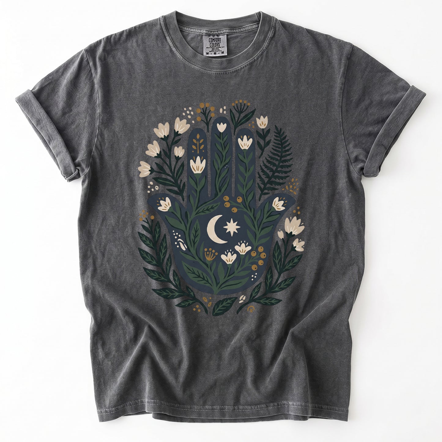 Hamsa & Crescent Moon Vintage Washed T-Shirt