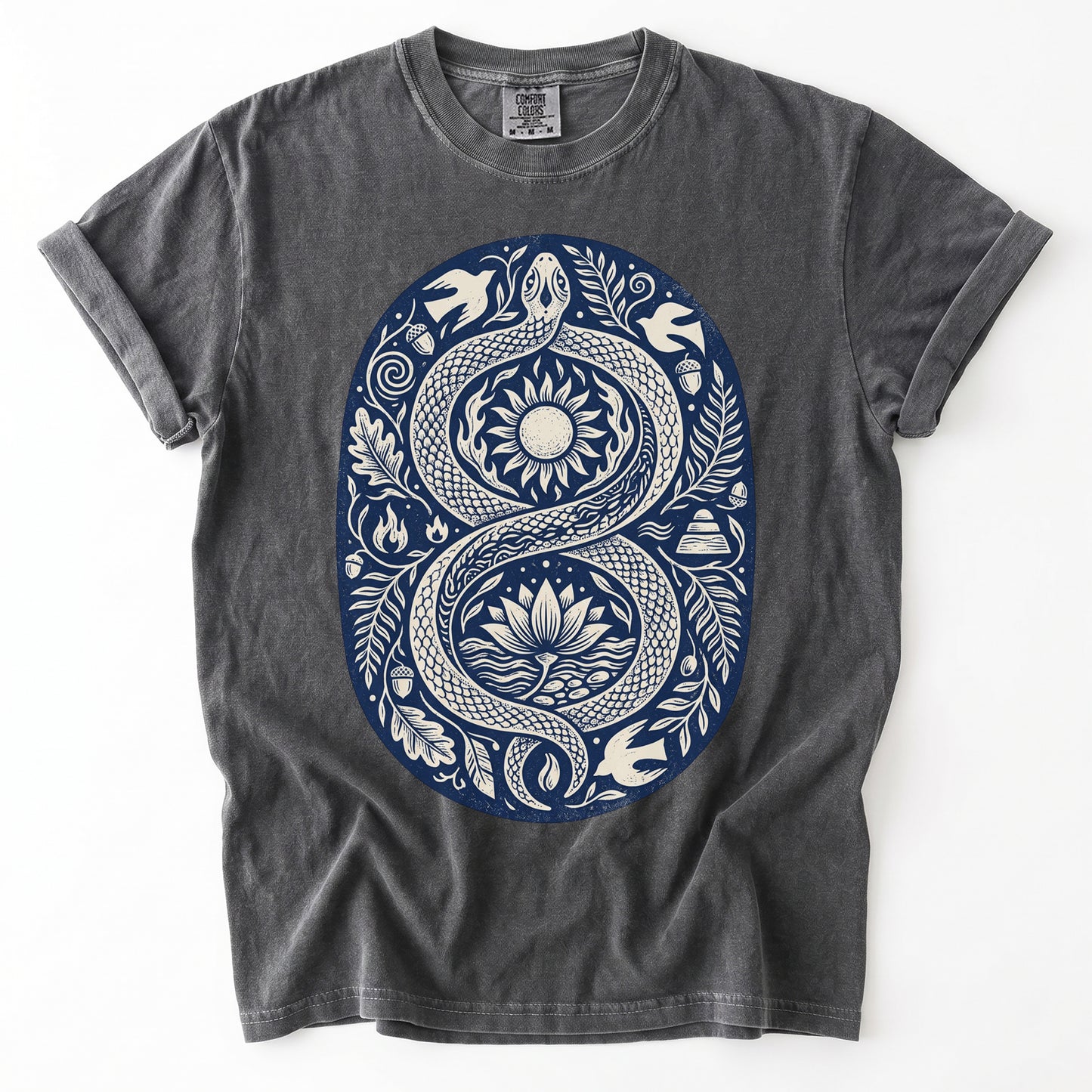 Infinity Serpent Block Print Vintage Washed T-Shirt