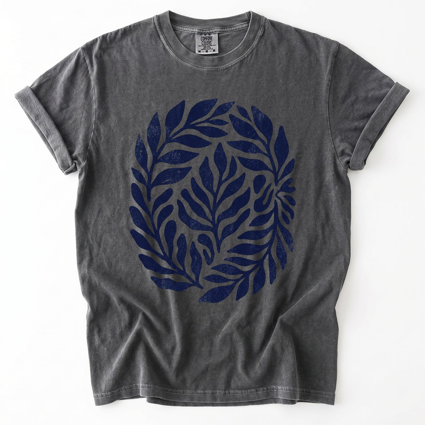 Linocut Leaves Vintage Washed T-Shirt