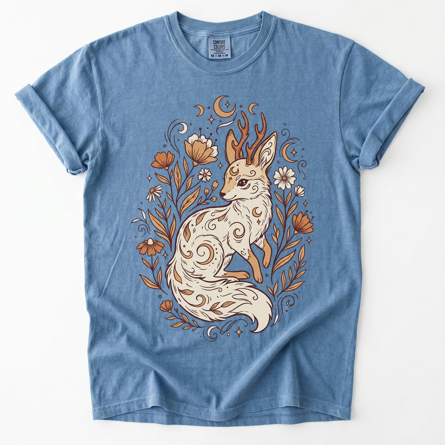 Mystical Horned Fox Vintage Washed T-Shirt
