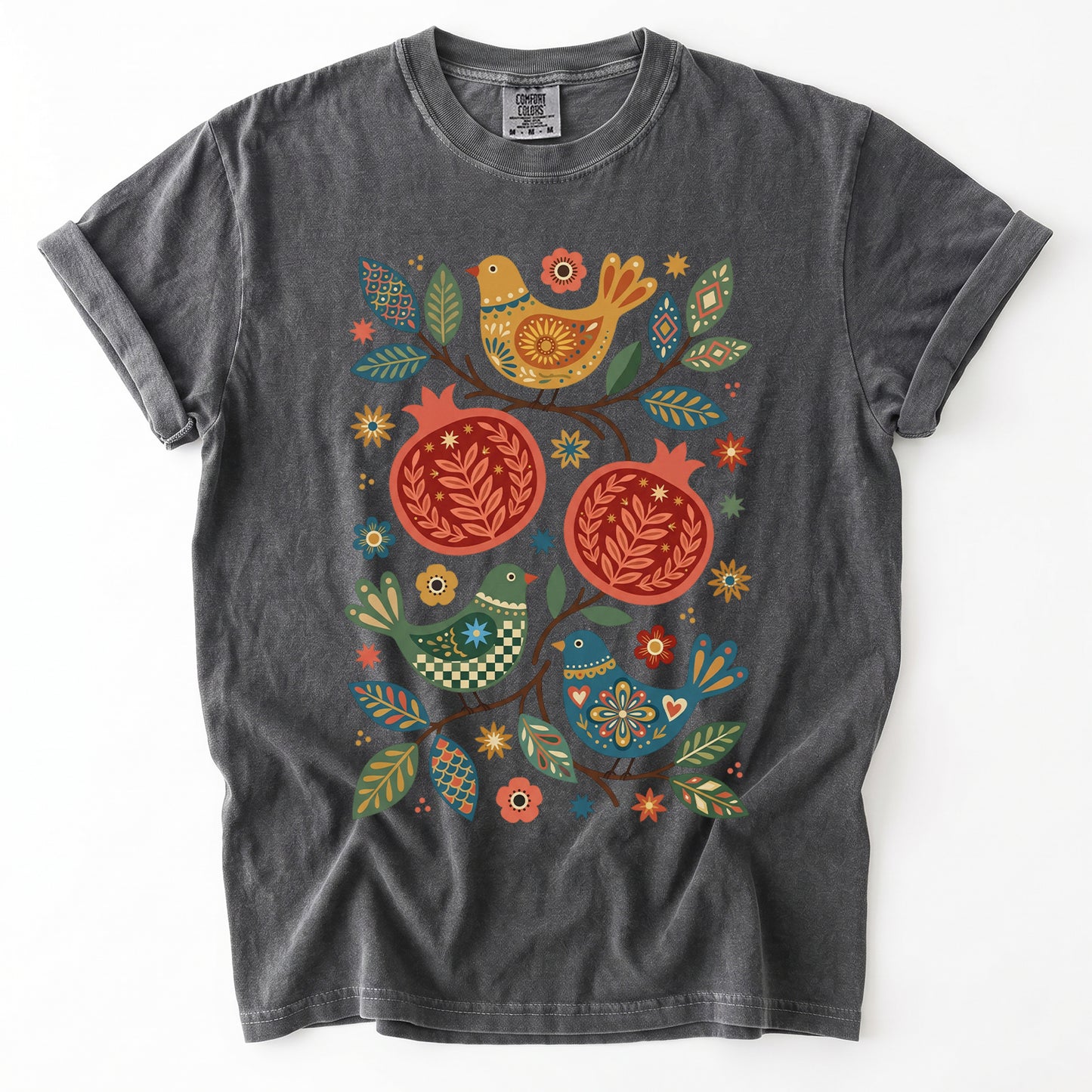 Pomegranates and Birds Vintage Washed T-Shirt