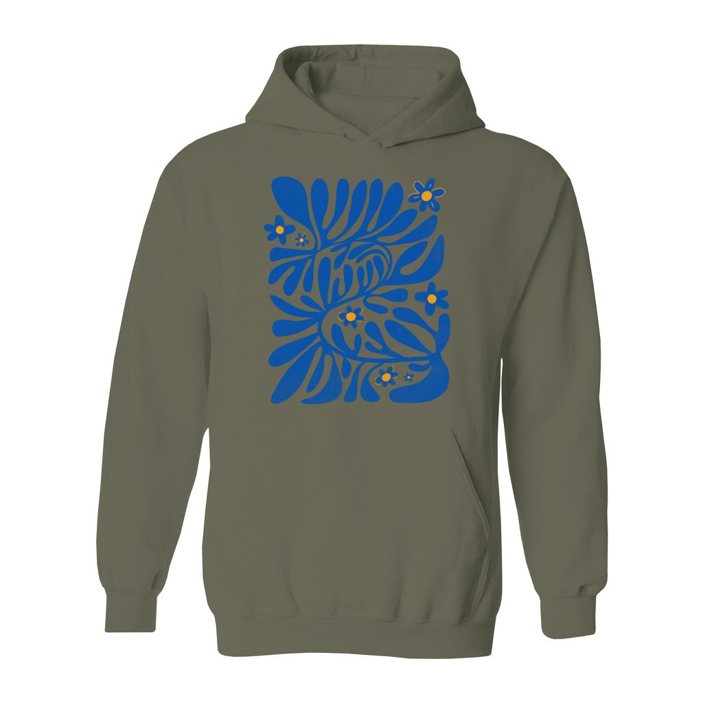 Blue Matisse Flowers Hoodie - Rue Mentana