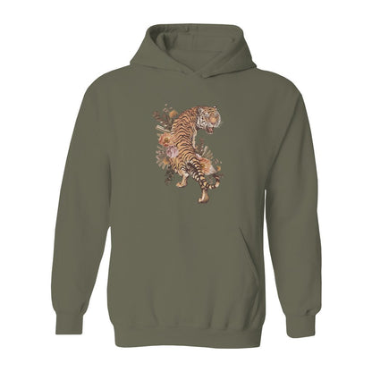 Tiger With Flowers Hoodie - Rue Mentana