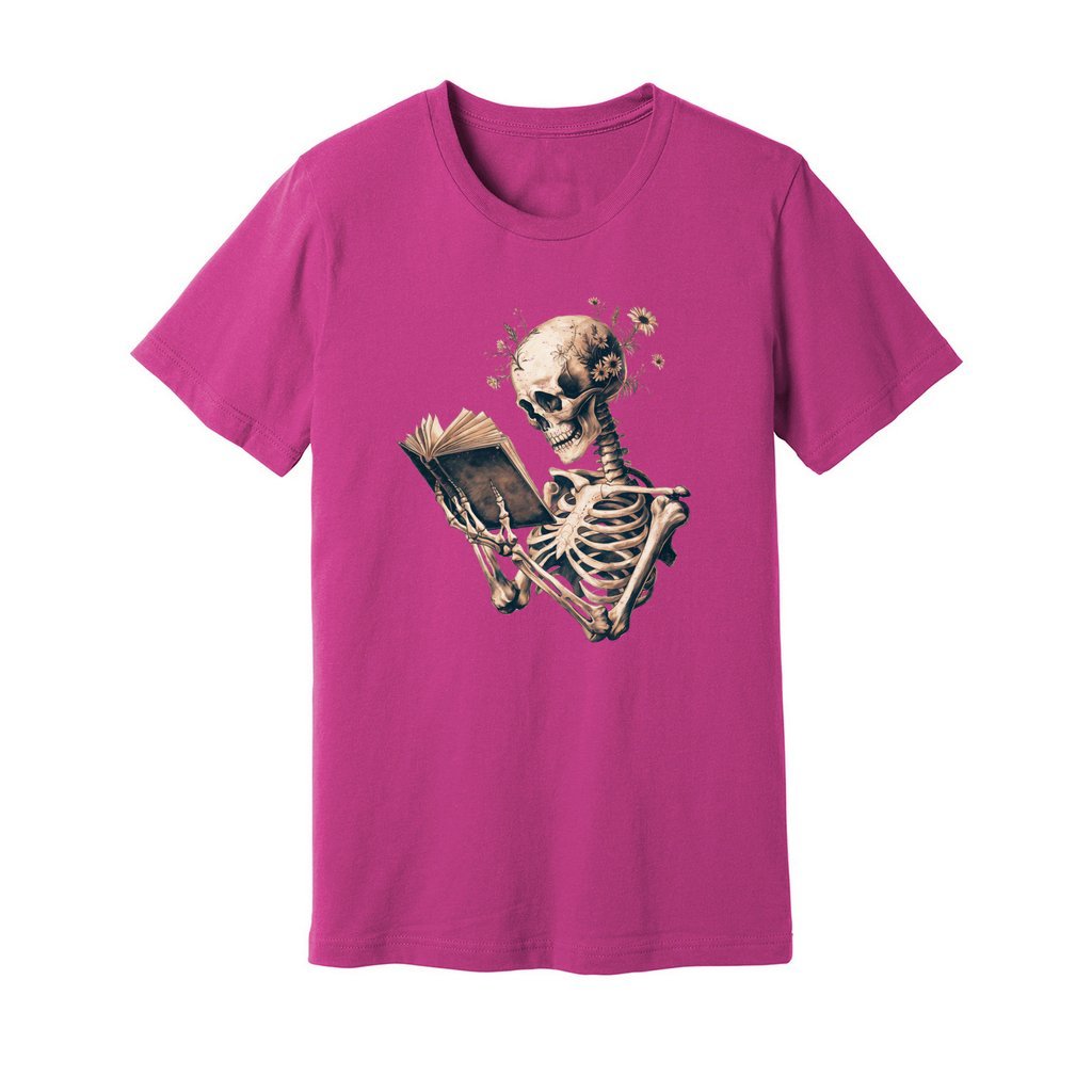 Skeleton Book Lover Floral T-Shirt - Rue Mentana