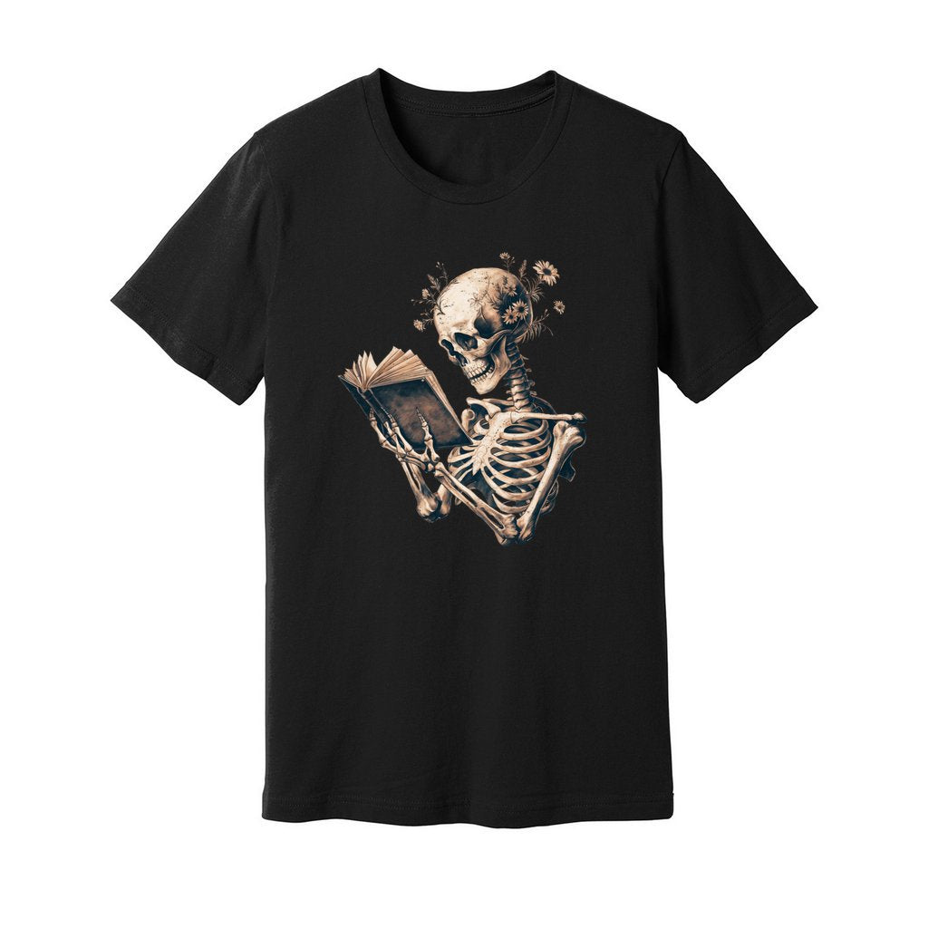 Skeleton Book Lover Floral T-Shirt - Rue Mentana