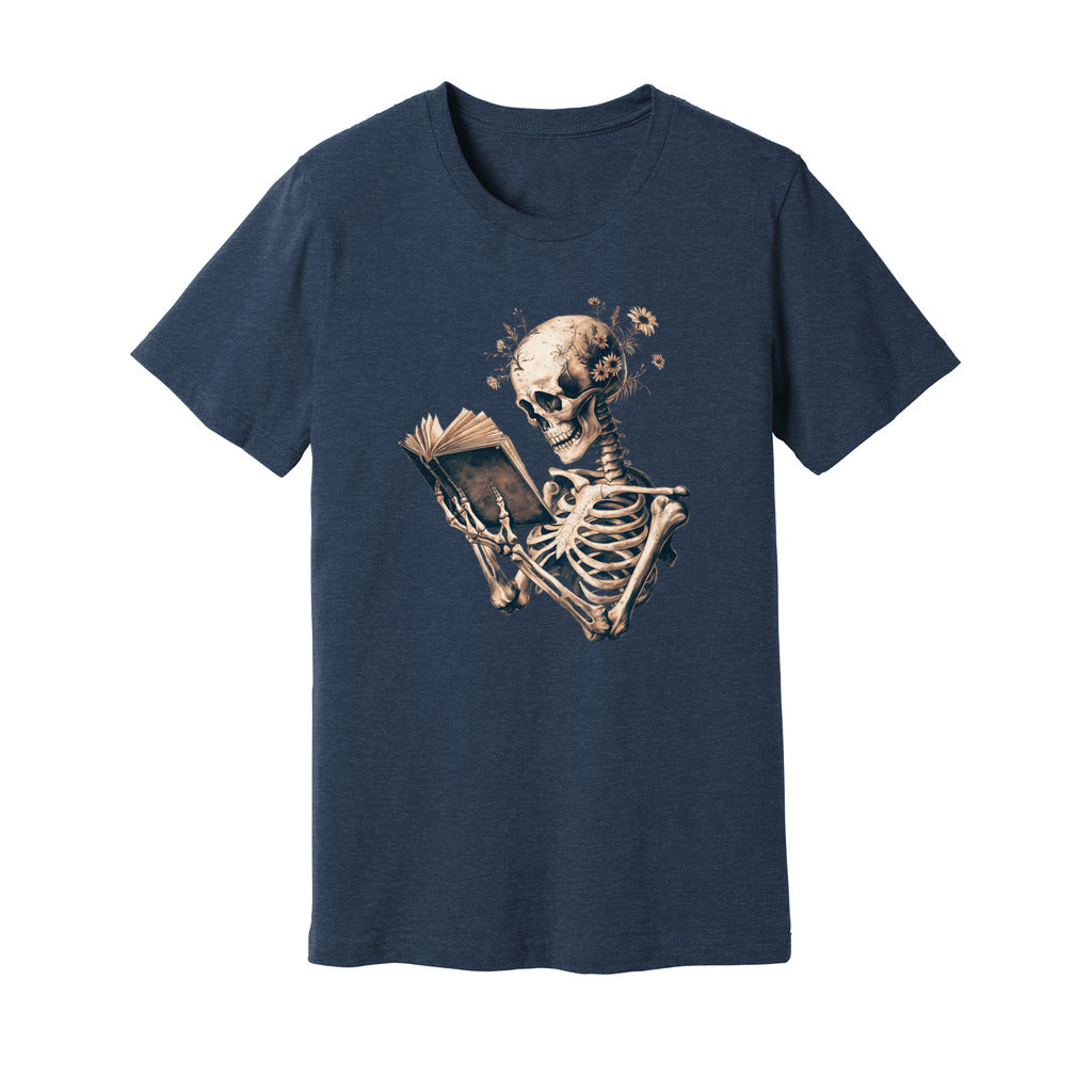 Skeleton Book Lover Floral T-Shirt - Rue Mentana