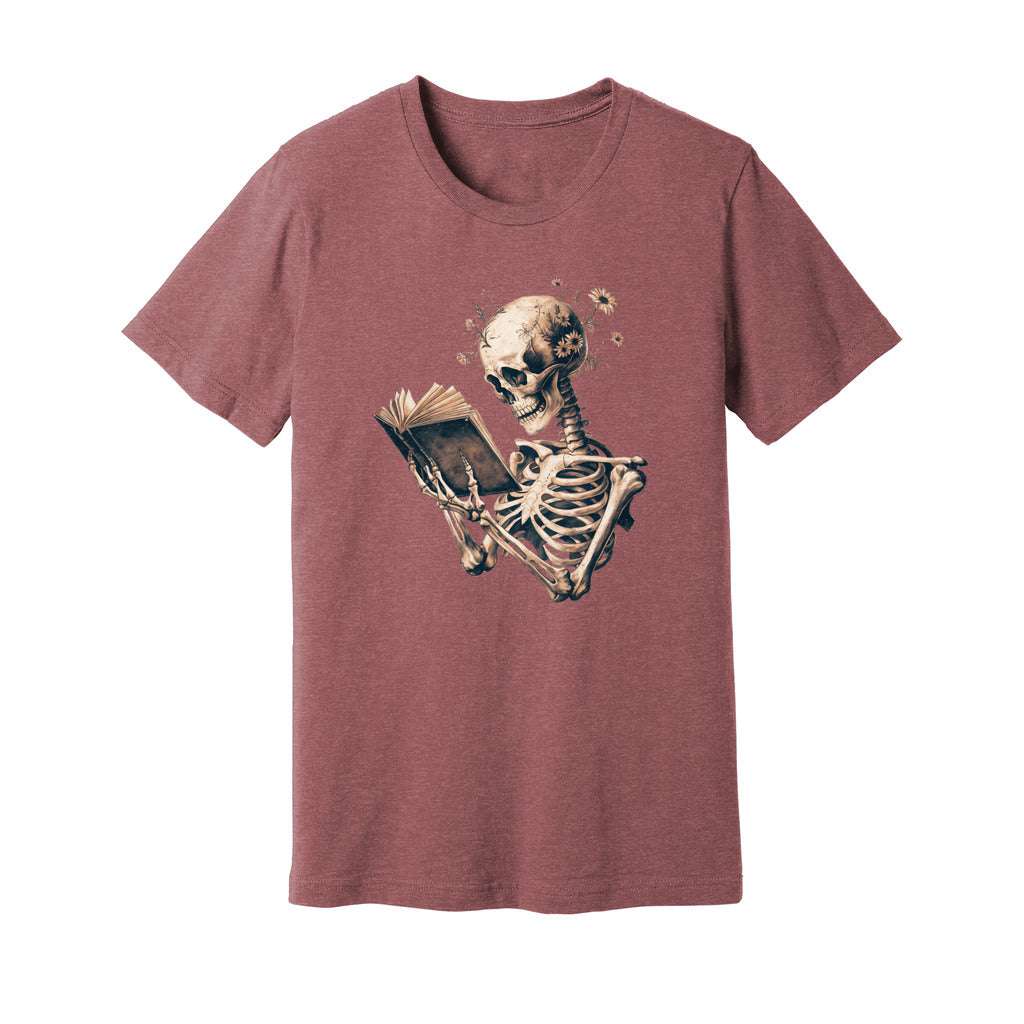Skeleton Book Lover Floral T-Shirt - Rue Mentana