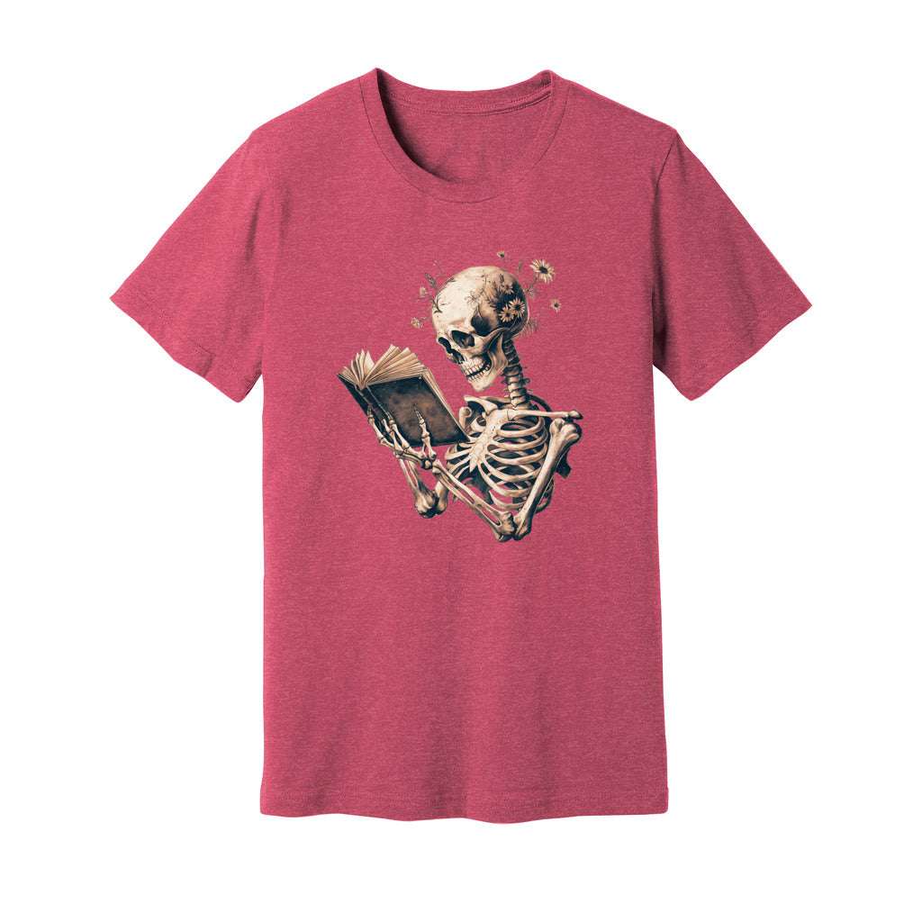 Skeleton Book Lover Floral T-Shirt - Rue Mentana