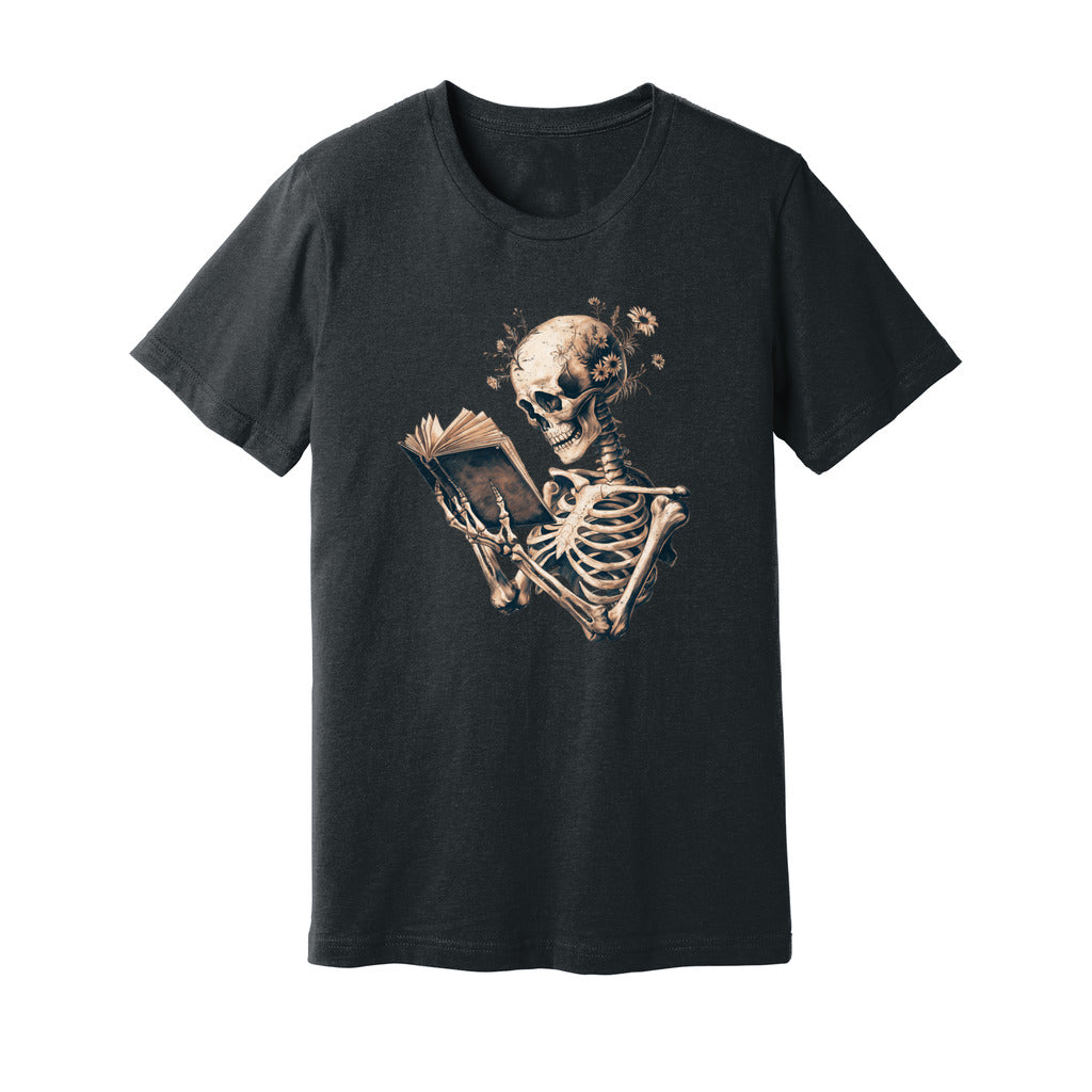 Skeleton Book Lover Floral T-Shirt - Rue Mentana