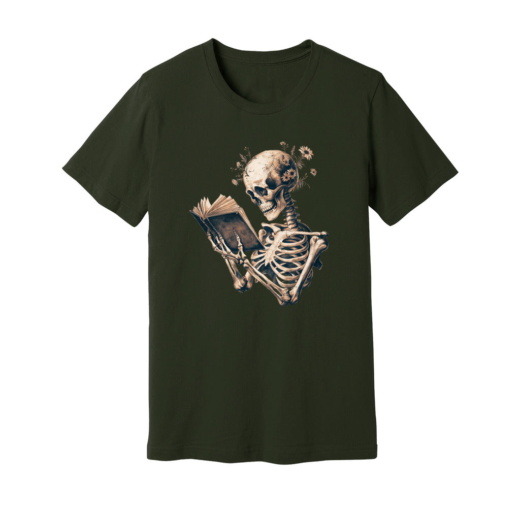 Skeleton Book Lover Floral T-Shirt - Rue Mentana