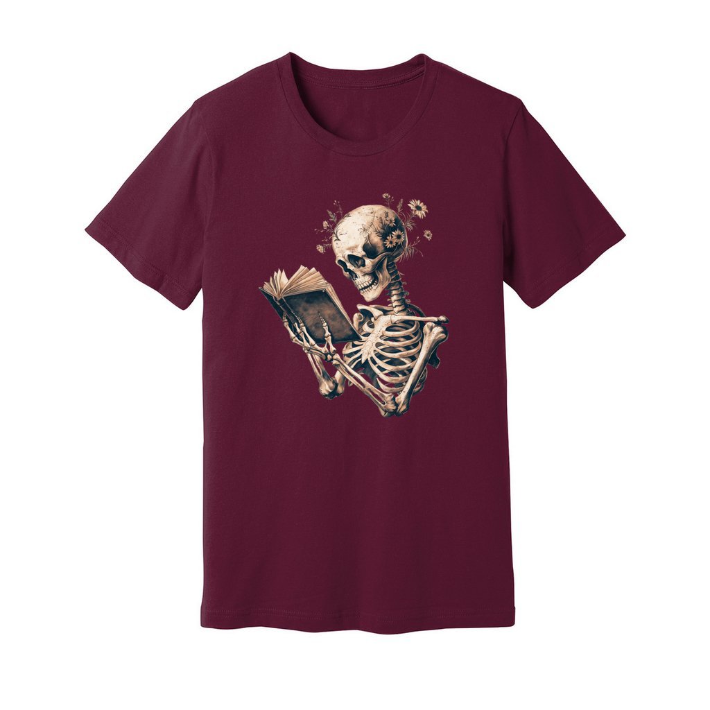 Skeleton Book Lover Floral T-Shirt - Rue Mentana