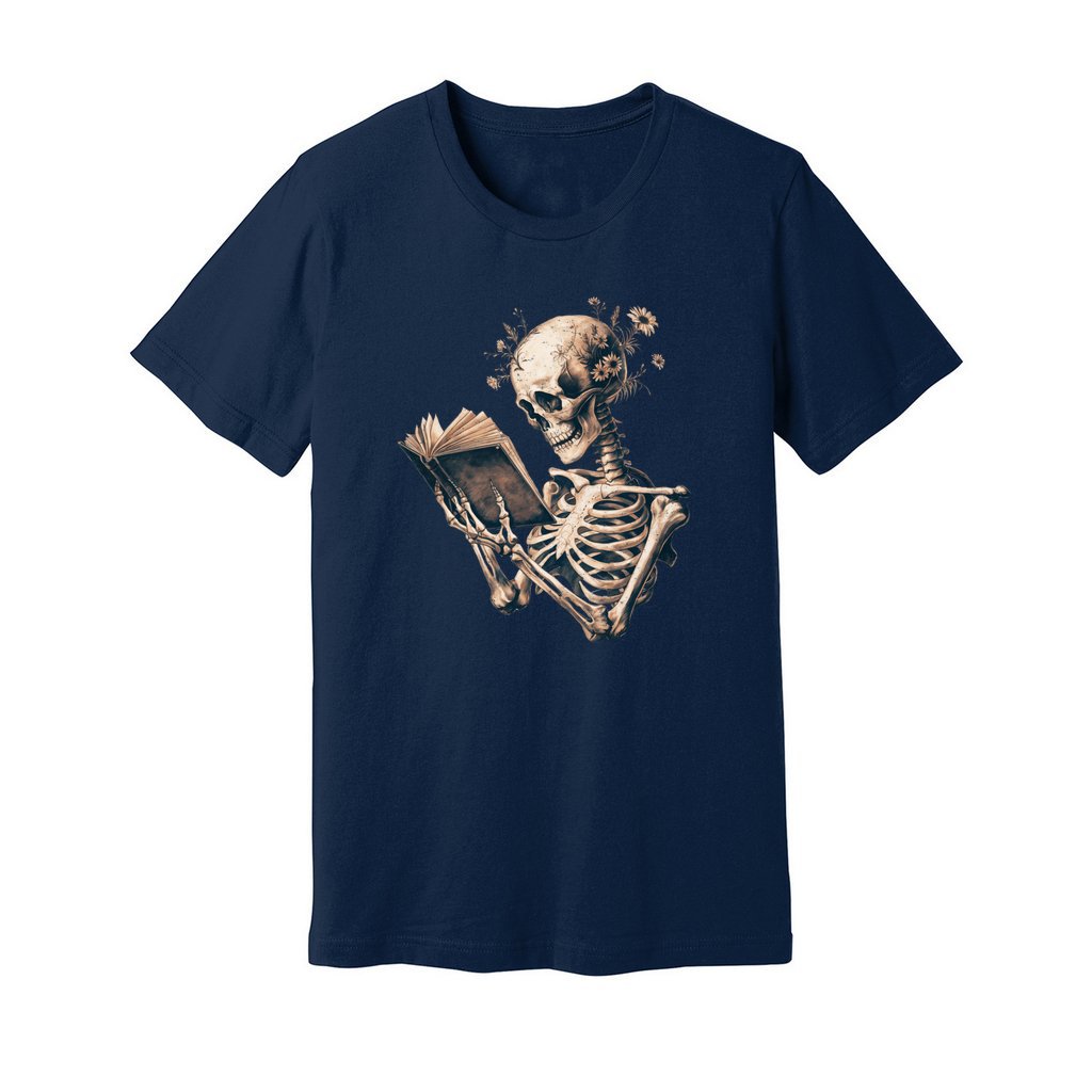 Skeleton Book Lover Floral T-Shirt - Rue Mentana