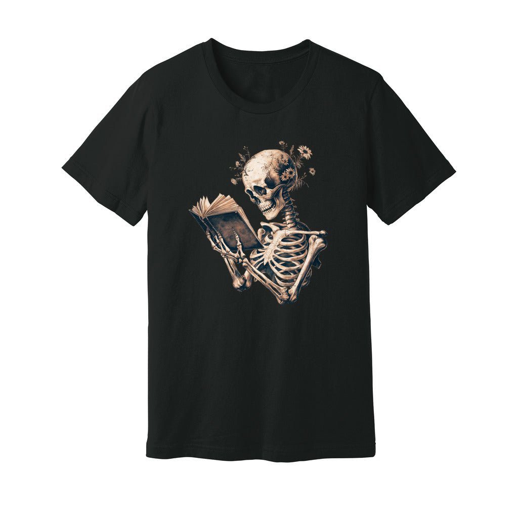 Skeleton Book Lover Floral T-Shirt - Rue Mentana
