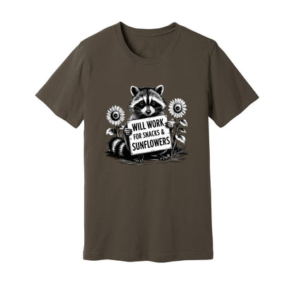 Will Work For Snacks & Sunflowers T-Shirt - Rue Mentana