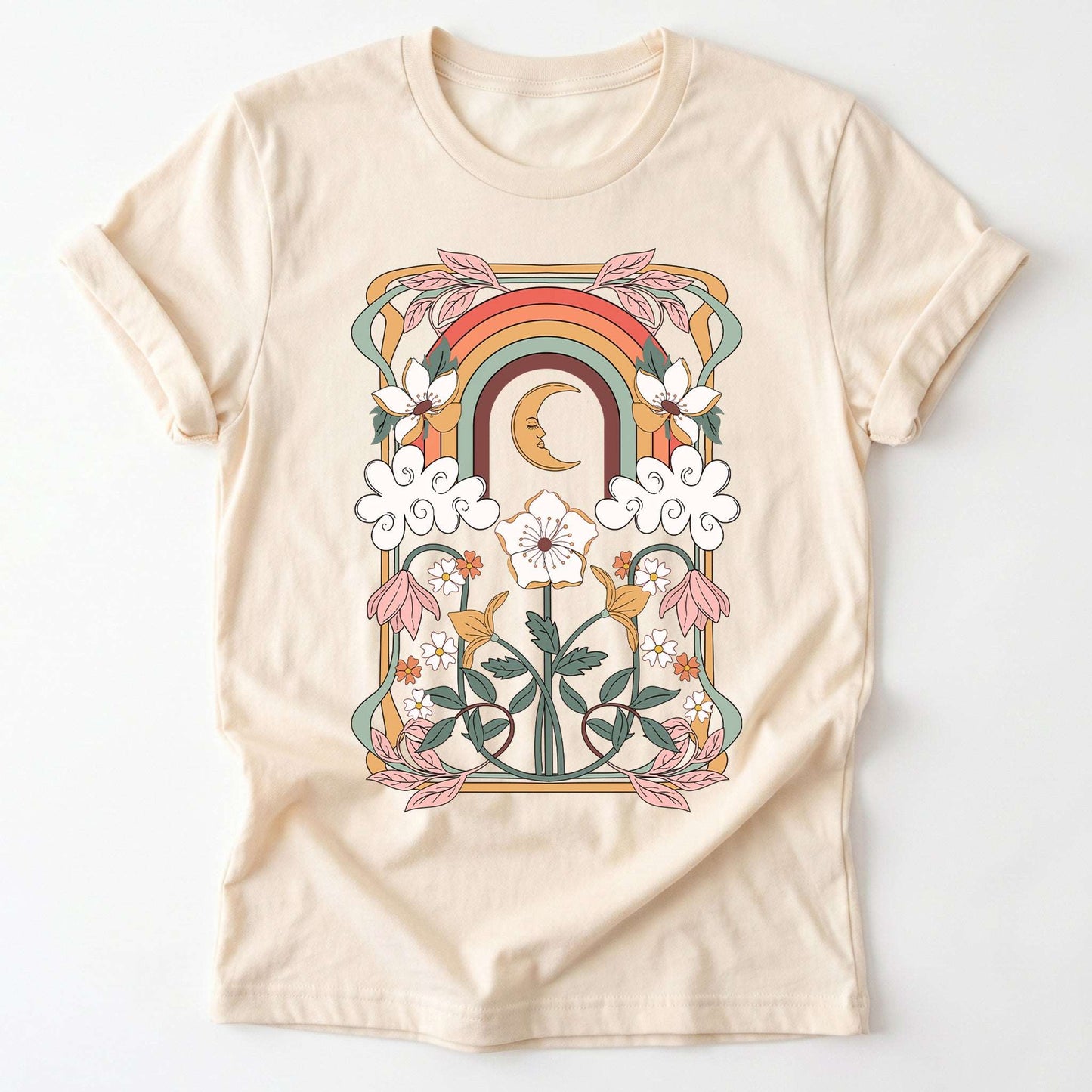 Rainbow Floral Nouveau Classic T-Shirt
