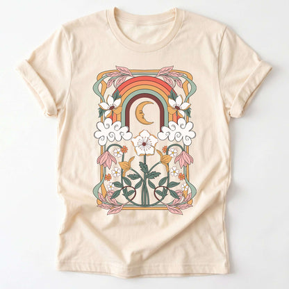 Rainbow Floral Nouveau Classic T-Shirt