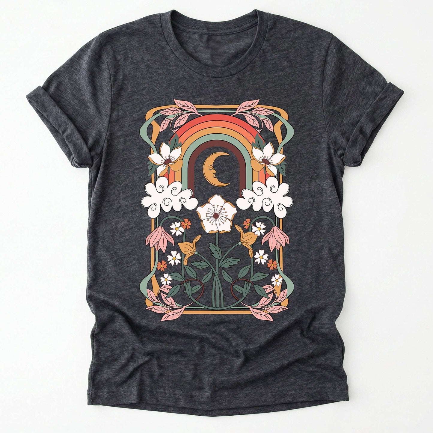 Rainbow Floral Nouveau Classic T-Shirt