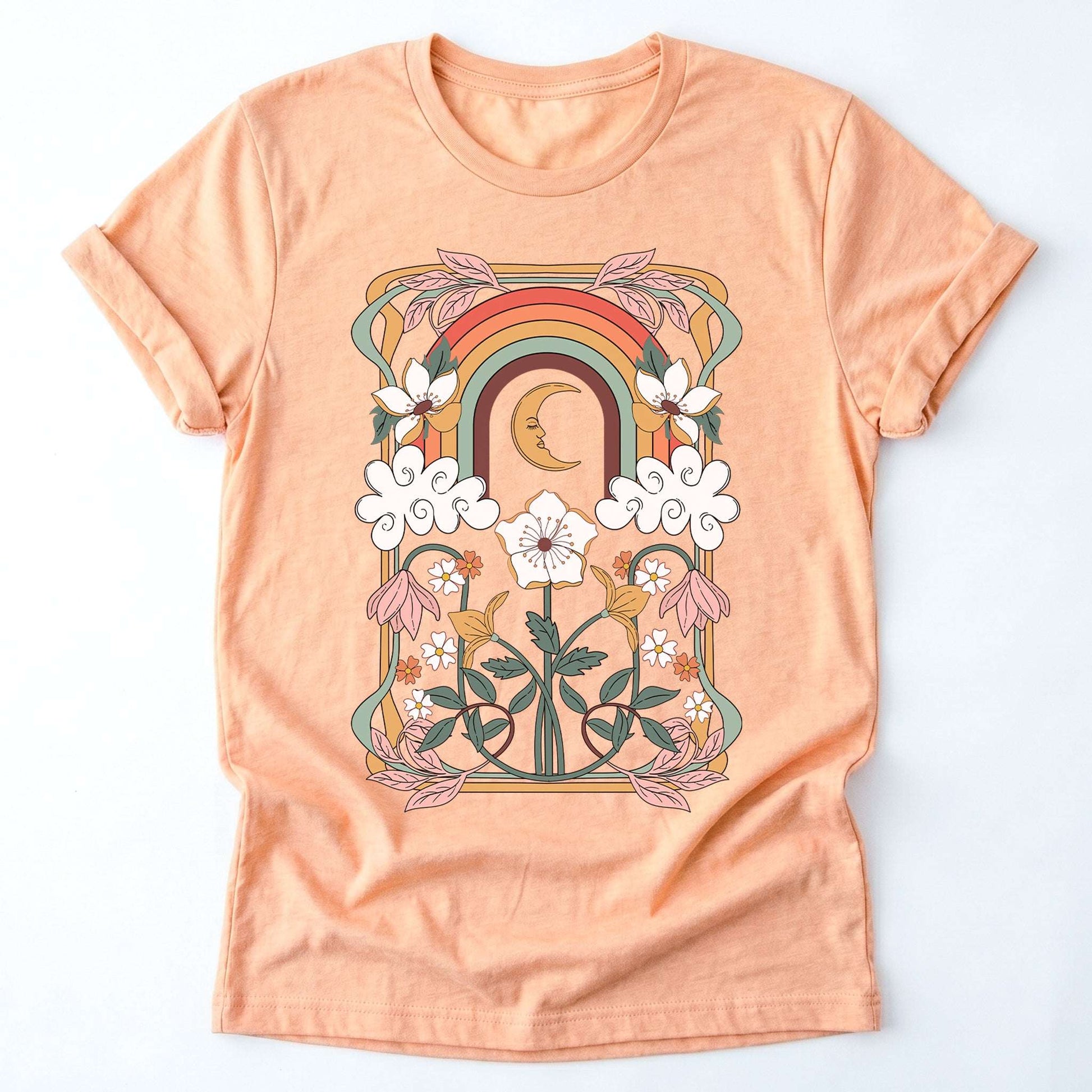 Rainbow Floral Nouveau Classic T-Shirt
