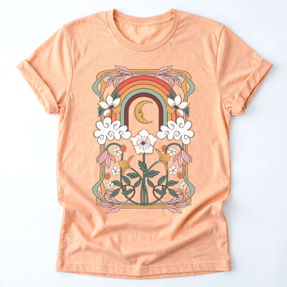 Rainbow Floral Nouveau Classic T-Shirt