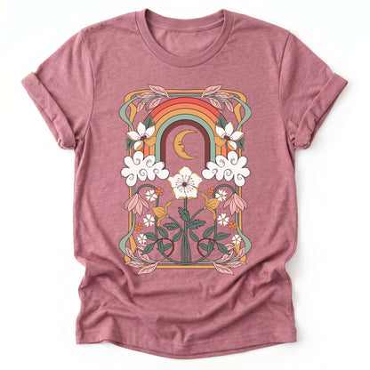 Rainbow Floral Nouveau Classic T-Shirt