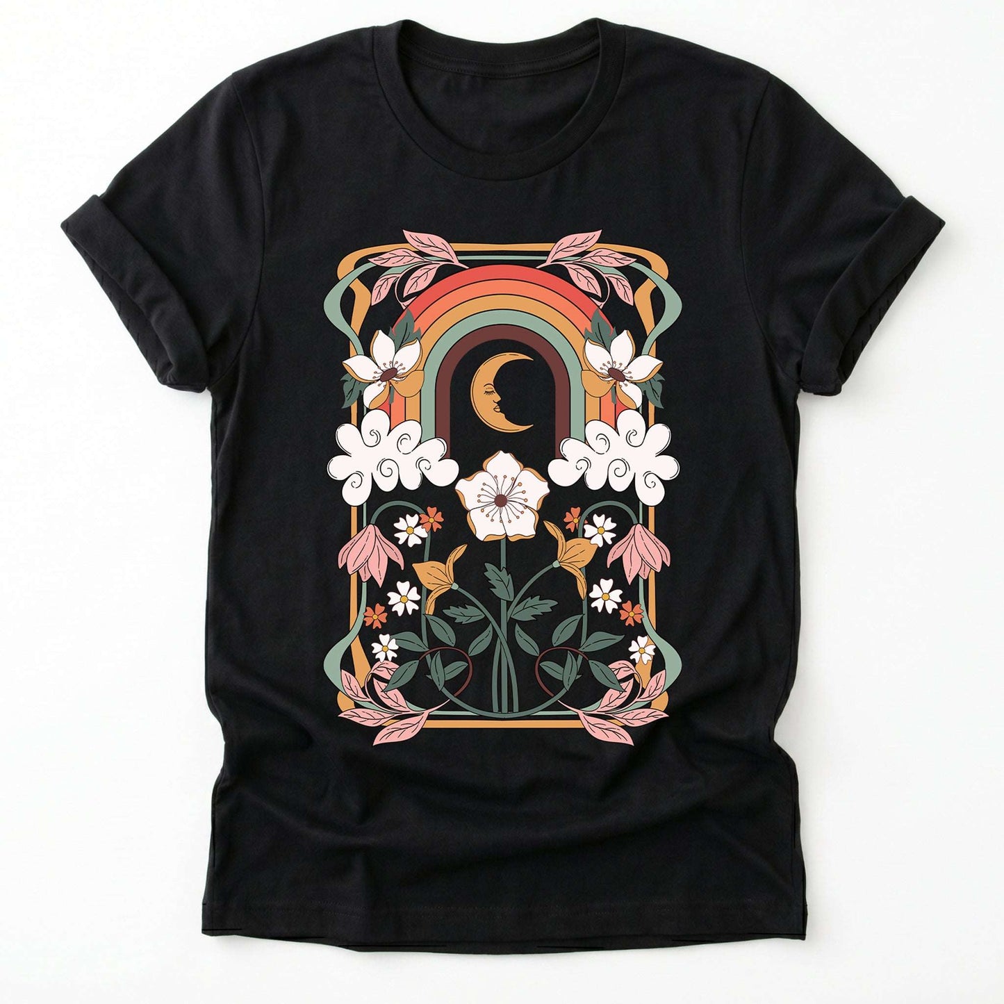 Rainbow Floral Nouveau Classic T-Shirt