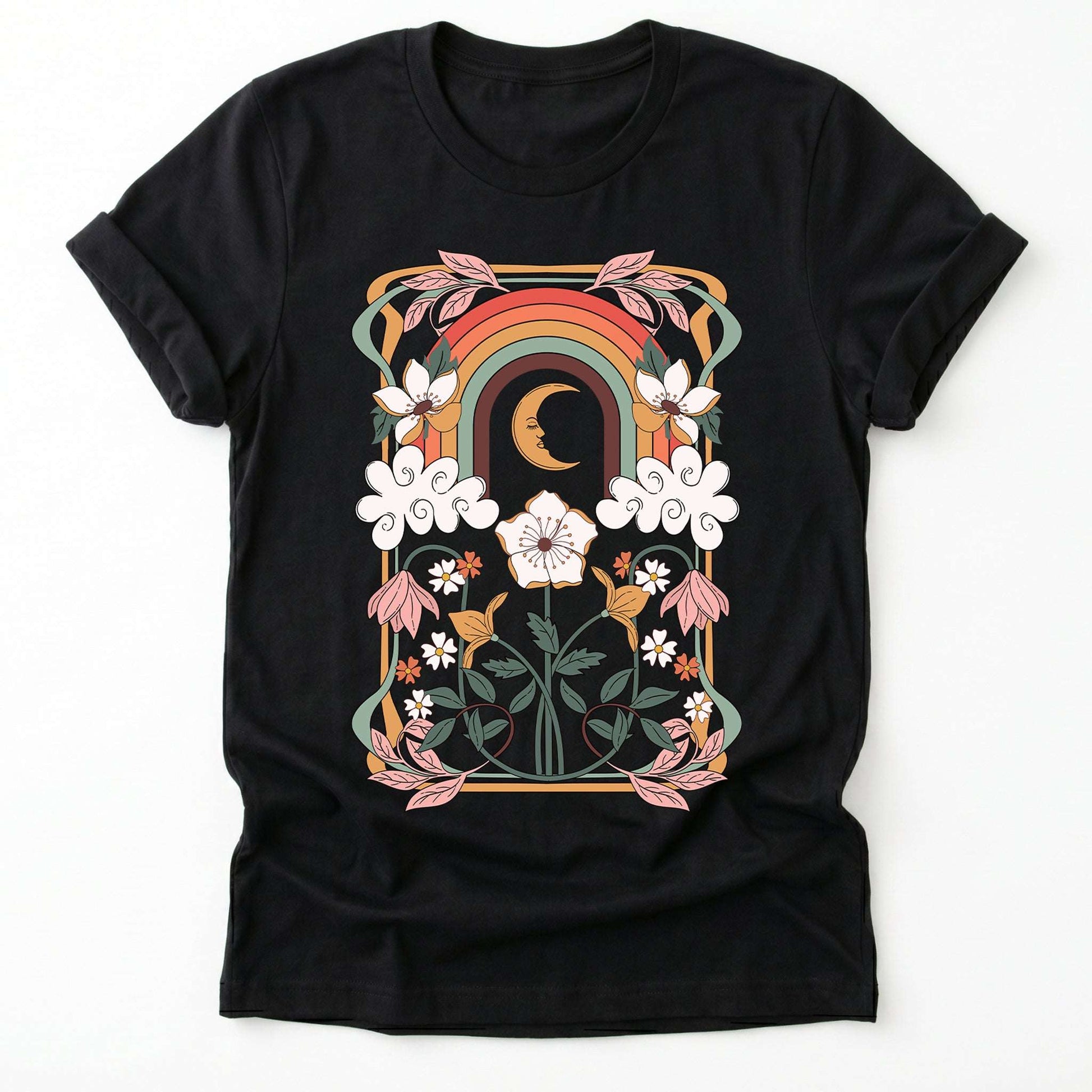 Rainbow Floral Nouveau Classic T-Shirt
