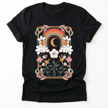 Rainbow Floral Nouveau Classic T-Shirt