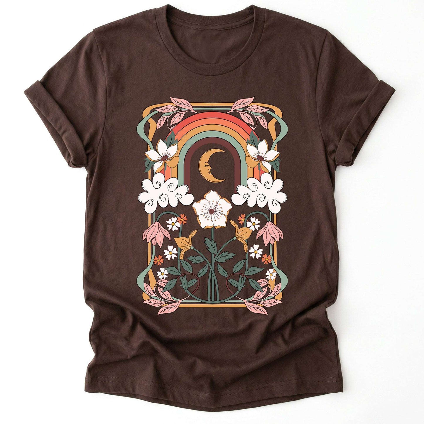 Rainbow Floral Nouveau Classic T-Shirt