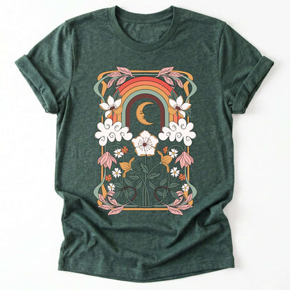 Rainbow Floral Nouveau Classic T-Shirt