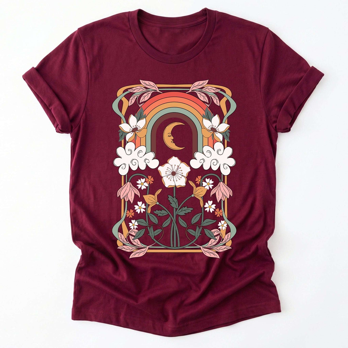 Rainbow Floral Nouveau Classic T-Shirt