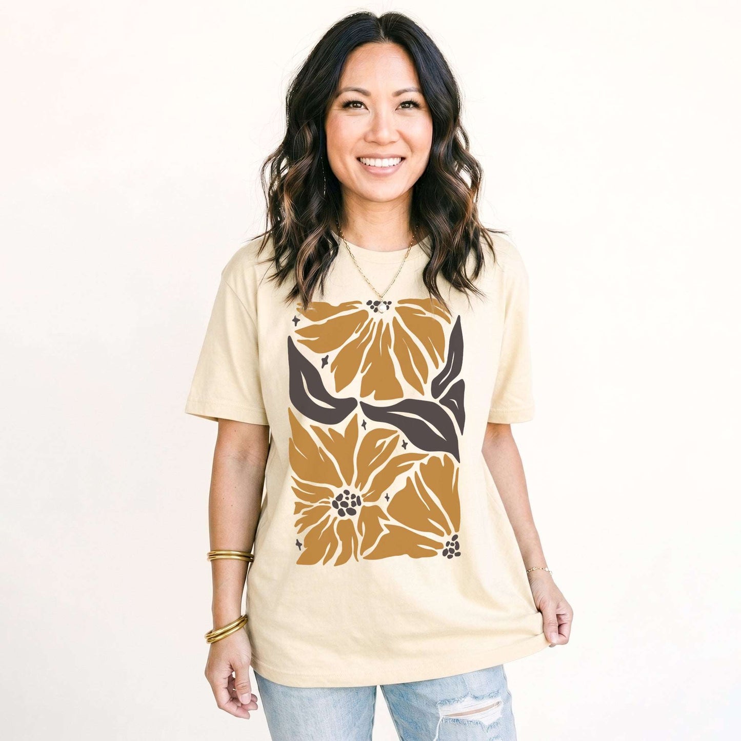 Abstract Retro Flowers Classic T-Shirt