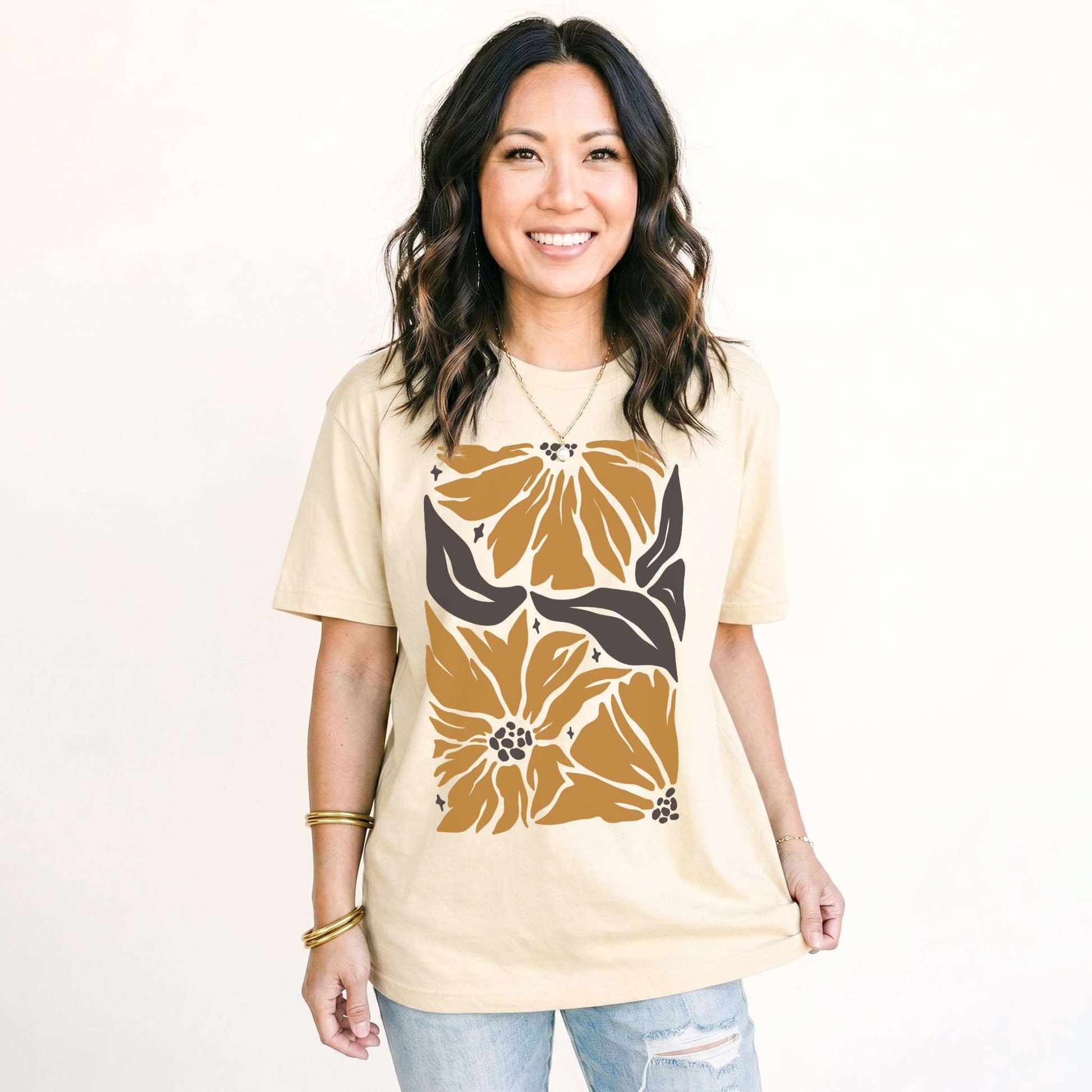 Abstract Retro Flowers Classic T-Shirt